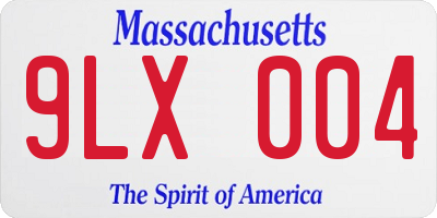 MA license plate 9LX004