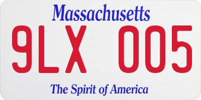MA license plate 9LX005