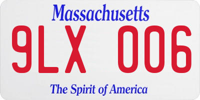 MA license plate 9LX006