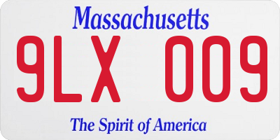 MA license plate 9LX009