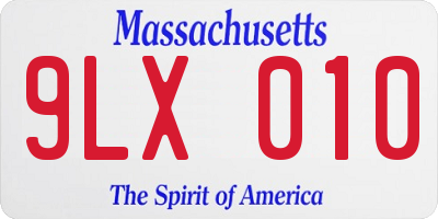 MA license plate 9LX010
