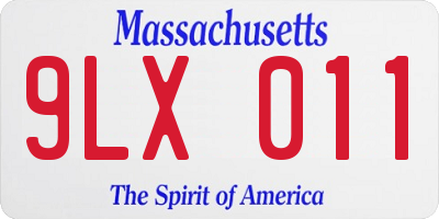 MA license plate 9LX011