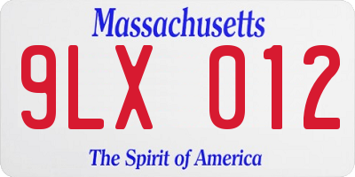 MA license plate 9LX012