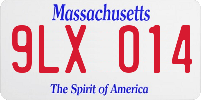 MA license plate 9LX014