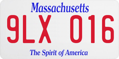 MA license plate 9LX016