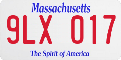 MA license plate 9LX017