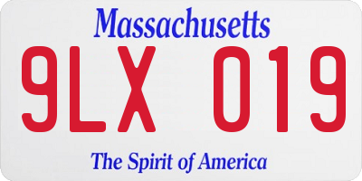 MA license plate 9LX019