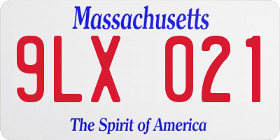 MA license plate 9LX021