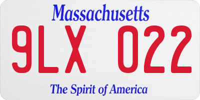 MA license plate 9LX022