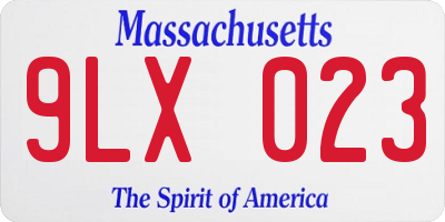 MA license plate 9LX023