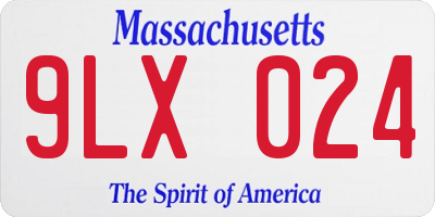 MA license plate 9LX024