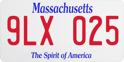 MA license plate 9LX025
