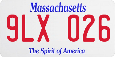 MA license plate 9LX026
