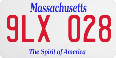 MA license plate 9LX028