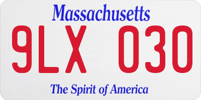 MA license plate 9LX030