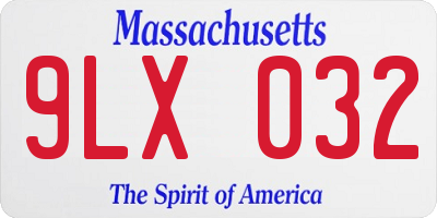 MA license plate 9LX032