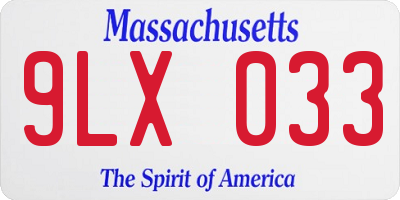MA license plate 9LX033