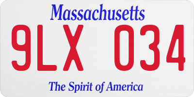 MA license plate 9LX034