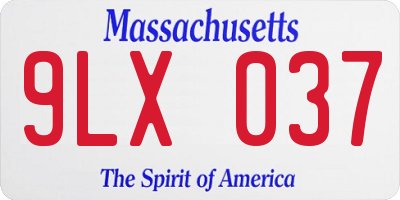 MA license plate 9LX037