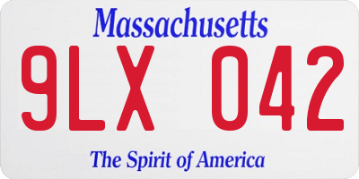MA license plate 9LX042
