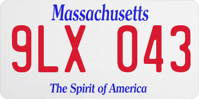 MA license plate 9LX043