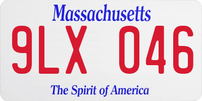 MA license plate 9LX046