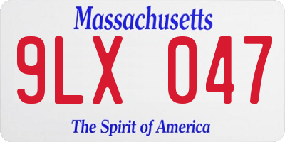 MA license plate 9LX047