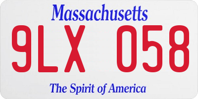MA license plate 9LX058