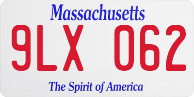 MA license plate 9LX062