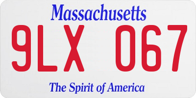 MA license plate 9LX067