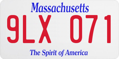 MA license plate 9LX071