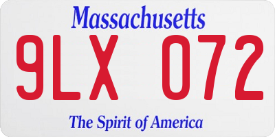 MA license plate 9LX072