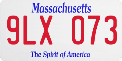MA license plate 9LX073