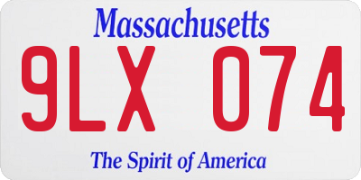 MA license plate 9LX074