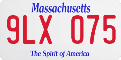 MA license plate 9LX075