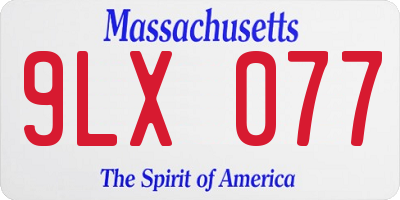 MA license plate 9LX077