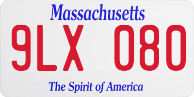 MA license plate 9LX080