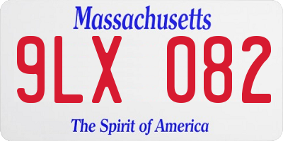 MA license plate 9LX082