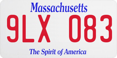 MA license plate 9LX083
