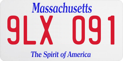 MA license plate 9LX091