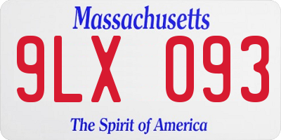 MA license plate 9LX093