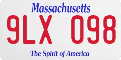 MA license plate 9LX098