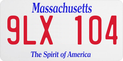 MA license plate 9LX104