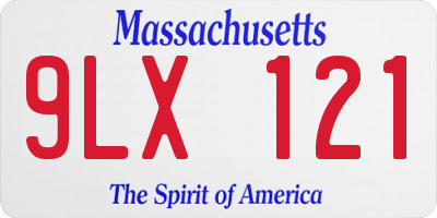 MA license plate 9LX121