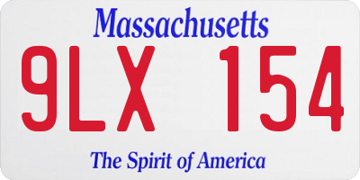 MA license plate 9LX154