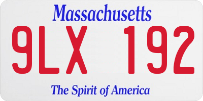 MA license plate 9LX192