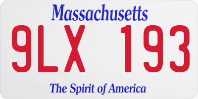 MA license plate 9LX193