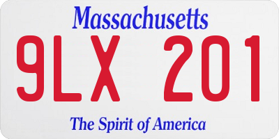 MA license plate 9LX201