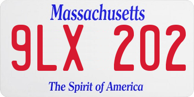 MA license plate 9LX202