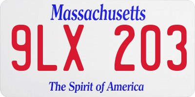 MA license plate 9LX203